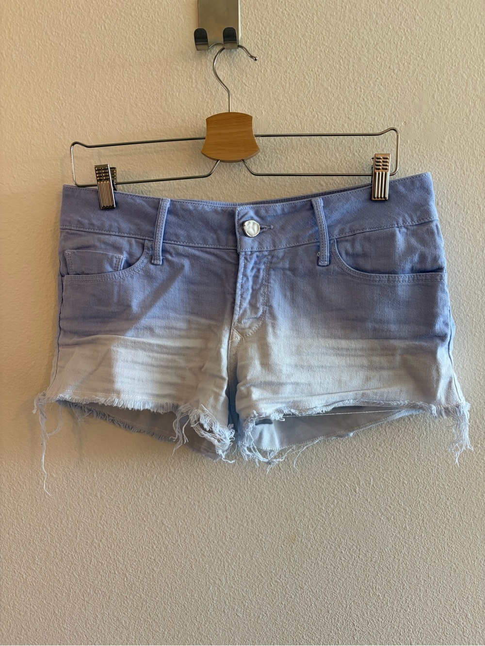 Black Orchid Ombre Lavender to White Denim Cutoff Shorts